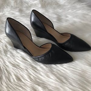 Franco Sarto Leather Wedge Pumps Black